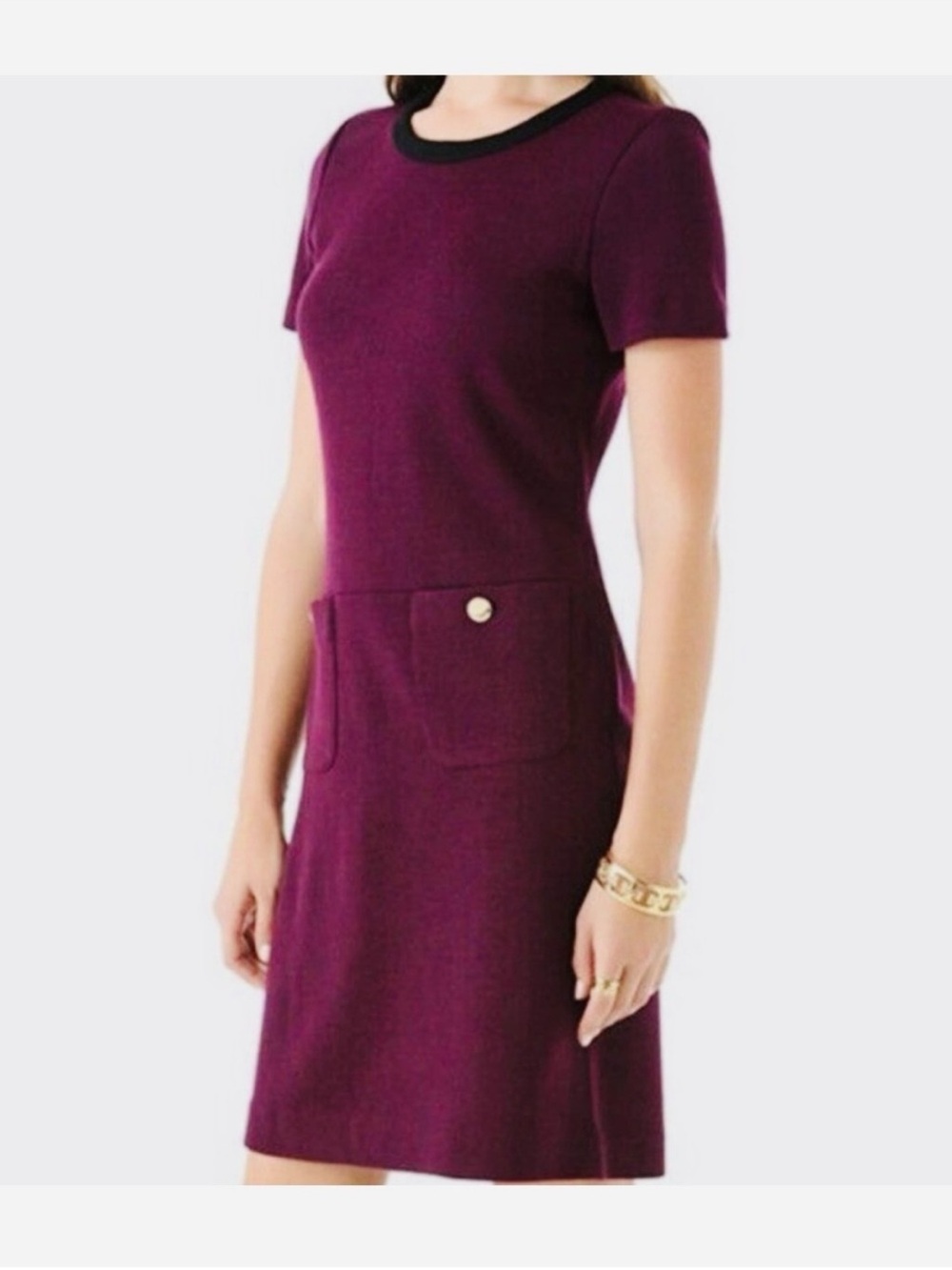 Tory Burch Anthea Burgundy Wool Blend Dress